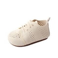 thumbnail image 1 of Xfvqtps Baby Boys and Girls Walking Shoes Knit Hollow Out Simplicity Lace Up Non Slip Soft Sole Cloth Prewalker Summer Breathable Casual Shoes Beige, 1 of 5