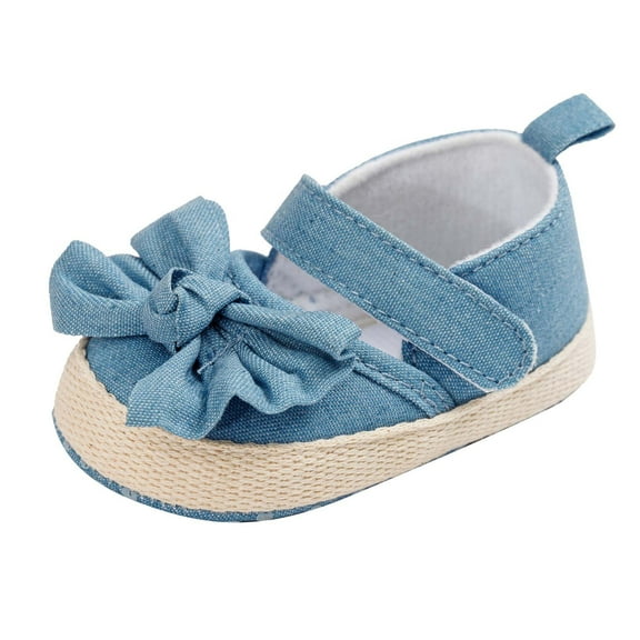 Xfvqtps Baby Girls Walking Shoes Bow Cute Non-slip Soft Sole PU Princess Prewalker Toddler Shoes Fashion Bottom Sandals Shoes Blue
