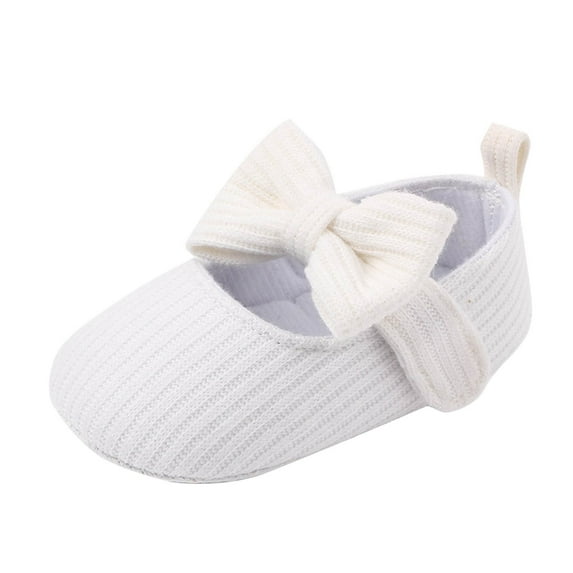 Xfvqtps Baby Girls Walking Shoes Knit Bowknot Hook Loop Cute Soft Sole Non Slip Indoor Mesh First Walker Shoes Summer New Baby Knitted Bow Wool Shoes White