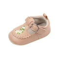 thumbnail image 1 of Xfvqtps Baby Girls Walking Shoes Lace Embroidery Flower and Leaf Soft Non Slip PU Infant Prewalker Summer New Baby Everything Casual Breathable Cute Rubber Soles Baby Toddler Shoes Khaki, 1 of 6