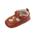 thumbnail image 1 of Xfvqtps Baby Girls Walking Shoes Lace Embroidery Flower and Leaf Soft Non Slip PU Infant Prewalker Summer New Baby Everything Casual Breathable Cute Rubber Soles Baby Toddler Shoes Brown, 1 of 6