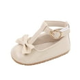 thumbnail image 1 of Xfvqtps Baby Girls Walking Shoes Mary Jane Buckle Non Slip Comfortable Soft PU Infant Sandals Summer New Baby Everything Casual Breathable Cute Bow Baby Leather Shoes Toddler Shoes Beige, 1 of 9