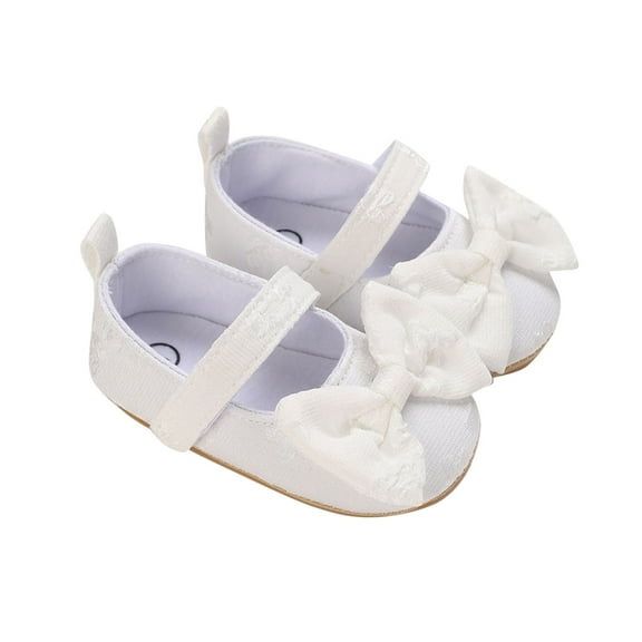 Xfvqtps Baby Girls Walking Shoes Mary Jane Flower Bowknot Cute Princess Sweet Soft Sole Cloth Infant Shoes Summer New Toddler Sandals Outside Wear Non Slip Breathable Shoes White