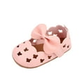 thumbnail image 1 of Xfvqtps Baby Girls Walking Shoes Mary Jane Hollowing Out Bowknot Hook Loop Cute Soft Non Slip Spring and Summer Toddler Shoes Breathable Sweat Baby Shoes Pink, 1 of 9