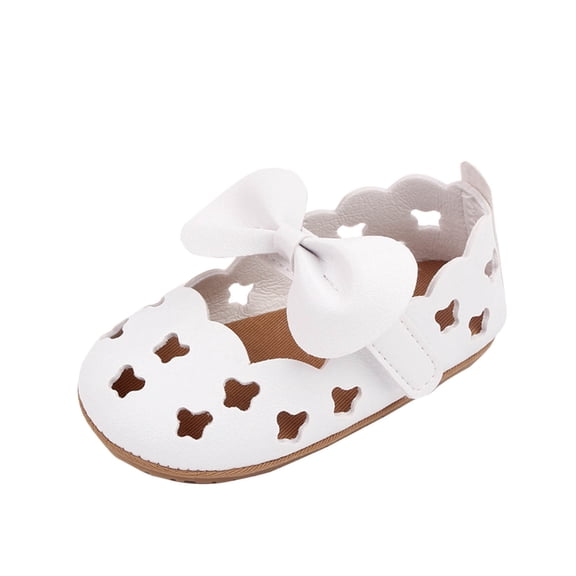 Xfvqtps Baby Girls Walking Shoes Mary Jane Hollowing Out Bowknot Hook Loop Cute Soft Non Slip Spring and Summer Toddler Shoes Breathable Sweat Baby Shoes White
