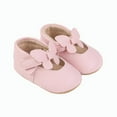 thumbnail image 1 of Xfvqtps Baby Girls Walking Shoes Solid Color Butterfly Breathable Non Slip PU Infant Prewalker Summer New Baby Everything Casual Cute Rubber Soles Soft Toddler Shoes Pink, 1 of 1