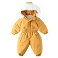 thumbnail image 1 of Xfvqtps Snowsuit One Piece Hooded Furry Keep Warm Fleece-Lined Full Zipper Solid Color Waterproof Windproof Winter Jumpsuits Orange, 1 of 9