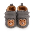thumbnail image 1 of Xfvqtps Baby Walking Shoes Cute Bear Embroidery Double Strap Hook up Plush Lining Non Slip Comfortable Soft Sole Warm Winter Shoes Gray, 1 of 5