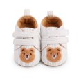 thumbnail image 1 of Xfvqtps Baby Walking Shoes Cute Bear Embroidery Double Strap Hook up Plush Lining Non Slip Comfortable Soft Sole Warm Winter Shoes White, 1 of 5