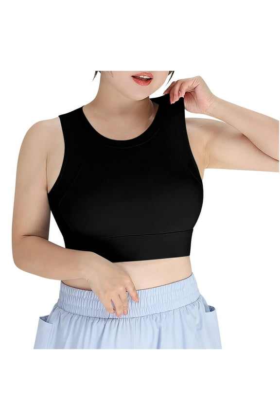 Back Buckle Sports Bra for Women Large Size Back Hollow out Yoga Workout Crop Tank Top High Impact Sports Bra for Large Breasts Black