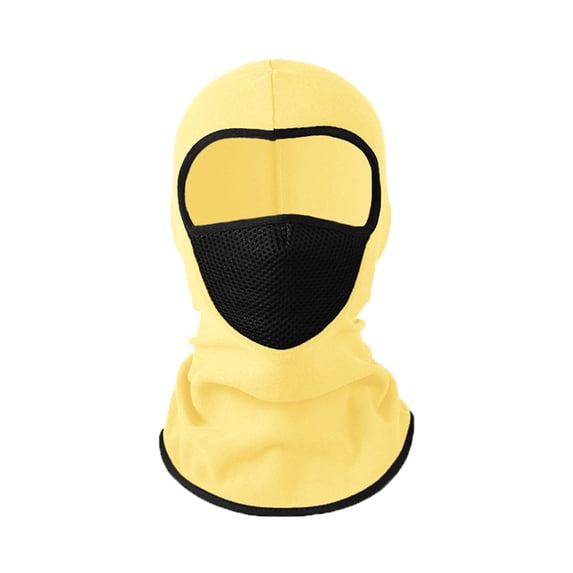 Xfvqtps Balaclava Face Mask for Men Mesh Face Mask Breathable Ski Outdoor Sports Windproof Balaclava Cap Solid Color Stretch Soft Winter Insulated Neck Protection Hood Yellow