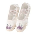 thumbnail image 1 of Xfvqtps Ballet Shoes for Girls Soft Sole Non Slip Cross Elastic Straps Glitter Rhinestone Crown Canvas Dance Shoes for Gymnastics Performance Hot Pink, 1 of 5