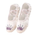 thumbnail image 1 of Xfvqtps Ballet Shoes for Girls Soft Sole Non Slip Cross Elastic Straps Glitter Rhinestone Crown Canvas Dance Shoes for Gymnastics Performance, 1 of 5
