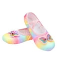thumbnail image 1 of Xfvqtps Ballet Shoes for Girls Soft Sole Non Slip Cross Elastic Straps Gradient Rainbow Color Butterfly Glitter Canvas Dance Shoes for Gymnastics Performance Multicolor, 1 of 7