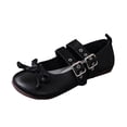 thumbnail image 1 of Xfvqtps Ballet Shoes for Women Flat Slip on Close Round Toe Bow Double Buckle Decor Solid Color Retro Soft Toe Comfortable Non Slip Breathable Leather Summer Flats Black, 1 of 9