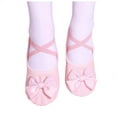 thumbnail image 1 of Xfvqtps Ballet Shoes for Girls Soft Sole Non Slip Cross Elastic Straps Grid Bow Satin Dance Shoes for Gymnastics Performance Pink, 1 of 4