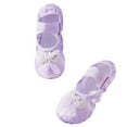 thumbnail image 1 of Xfvqtps Ballet Shoes for Girls Soft Sole Non Slip Cross Elastic Straps Lace Bow Pearl Satin Dance Shoes for Gymnastics Performance Purple, 1 of 6