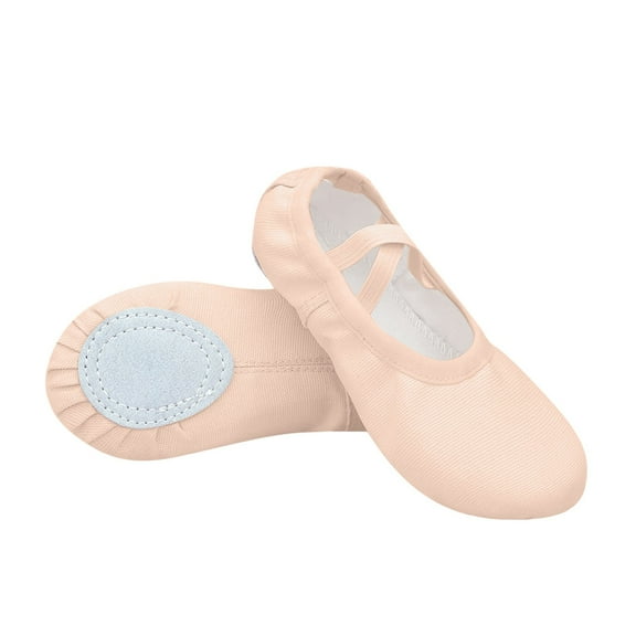 Xfvqtps Ballet Shoes for Girls Soft Sole Non Slip Cross Elastic Straps Solid Color Canvas Dance Shoes for Gymnastics Performance Khaki