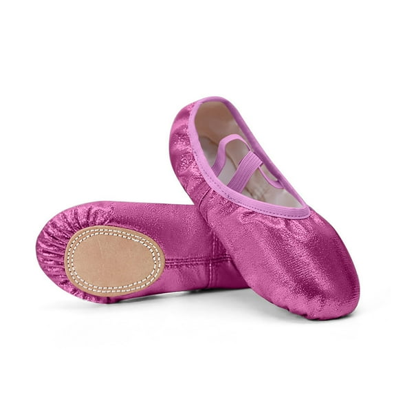 Xfvqtps Ballet Shoes for Girls Soft Sole Non Slip Cross Elastic Straps Solid Color Flash Dance Shoes for Gymnastics Performance Hot Pink