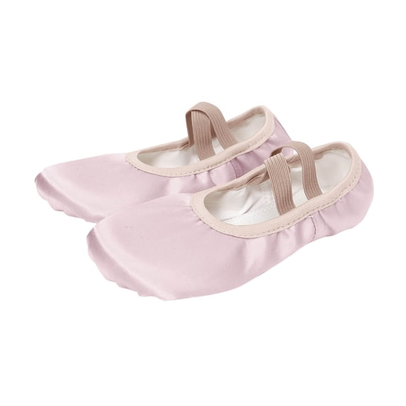 Xfvqtps Ballet Shoes for Girls Soft Sole Non Slip Cross Elastic Straps Solid Color Satin Dance Shoes for Gymnastics Performance Watermelon Red