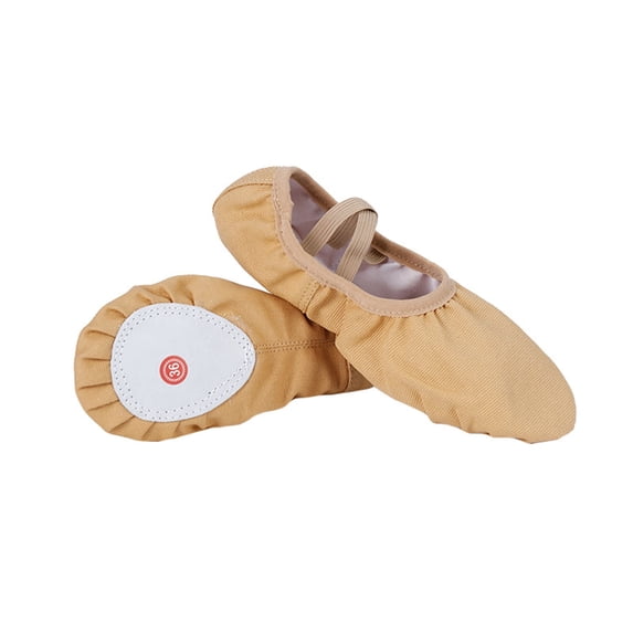 Xfvqtps Ballet Shoes for Women Soft Sole Non Slip Cross Elastic Straps Solid Color Elegant Dance Shoes for Performance Brown