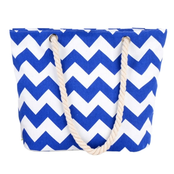 Xfvqtps Beach Bags for Women Hemp Rope Wavy Stripes Large Capacity Waterproof Sandproof Beach Tote Bag for Women Swim Pool Bag for Travel Vacation Nylon Tote Bag Blue
