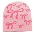 thumbnail image 1 of Xfvqtps Beanie for Womens Bow Knit Y2K Hip-Hop Foldable Stretch Fashion Versatile Warm Soft Fall Winter Skull Cap Pink, 1 of 4