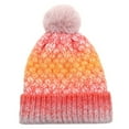 thumbnail image 1 of Xfvqtps Beanie for Womens Plush Pompom Gradient Color Knit Fashion Versatile Thickened Windproof Coldproof Warm Winter Skull Cap Orange, 1 of 4
