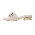 thumbnail image 1 of Xfvqtps Block Heel Sandals for Women Slide Low Heel Open Square Toe Metal Decoration Breathable Non Slip Beach Summer Slide Sandals Beige, 1 of 9
