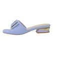 thumbnail image 1 of Xfvqtps Block Heel Sandals for Women Slide Low Heel Open Square Toe Metal Decoration Breathable Non Slip Beach Summer Slide Sandals Blue, 1 of 8