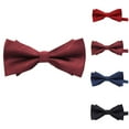 thumbnail image 1 of Xfvqtps Bow Ties for Men Solid Color Stripe Adjustable Pre-Tied Neckties Double Layer Bow for Wedding Party Wine, 1 of 3