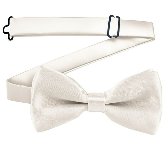 Xfvqtps Boys Bow Tie Solid Color Bowties Adjustable Neckties for Uniform School Party Beige