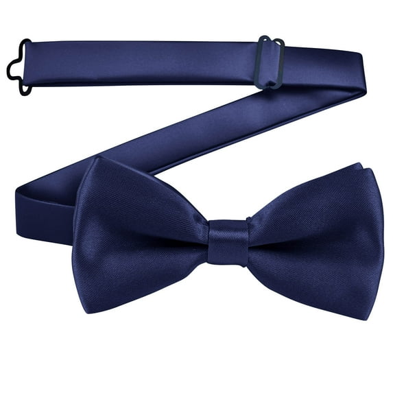 Xfvqtps Boys Bow Tie Solid Color Bowties Adjustable Neckties for Uniform School Party Dark Blue