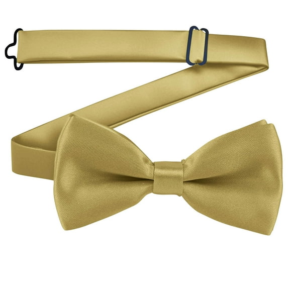 Xfvqtps Boys Bow Tie Solid Color Bowties Adjustable Neckties for Uniform School Party Gold