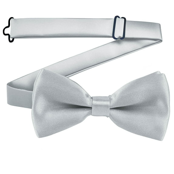 Xfvqtps Boys Bow Tie Solid Color Bowties Adjustable Neckties for Uniform School Party Gray