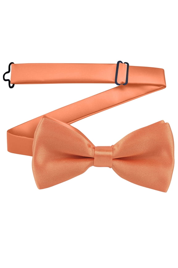 Boys Bow Tie Solid Color Bowties Adjustable Neckties for Uniform School Party Orange