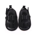thumbnail image 1 of Xfvqtps Boys and Girls Sandals Soft Sole Flat Lightweight Non-Slip PU Prewalker Toddler Baby Summer Bottom Casual Sandals Bowknot Embroidery Cute Princess Shoes Black, 1 of 7