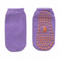 thumbnail image 1 of Xfvqtps Boys and Girls Slipper Socks with Grippy Solid Color Simplicity Non Slip Comfortable Breathable Soft Cotton Socks Purple, 1 of 5