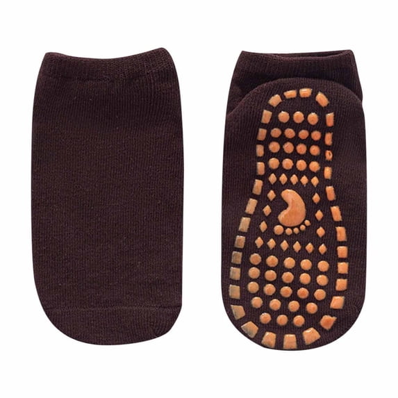 Xfvqtps Boys and Girls Slipper Socks with Grippy Solid Color Simplicity Non Slip Comfortable Breathable Soft Cotton Socks Wine