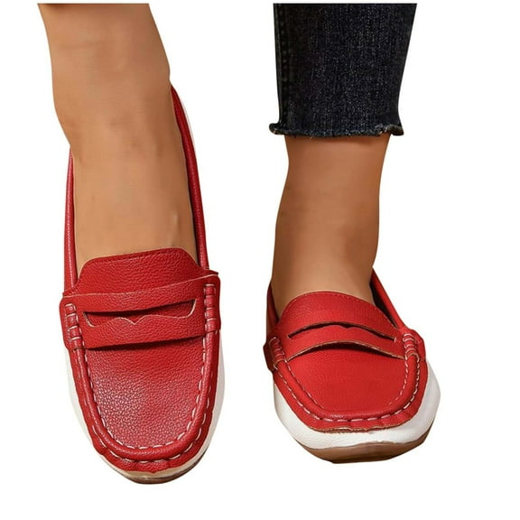 Xfvqtps Breathable Womens Slip on Loafers Comfortable Flat Shoes with Square Toe Lightweight Casual Shoes for Daily Wear Office Outdoor Multicolor