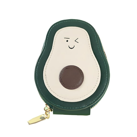 Xfvqtps Card Holder Coin Purses Zip up Multi Slot Storage Cute Avocado Style Leather Wallet Green