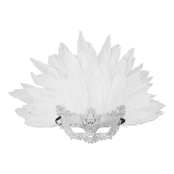 Xfvqtps Carnival Masquerade Mask for Women Party Masks with Feathers Hollow out Carnival Theme Party Accessories White