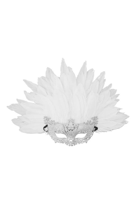 Carnival Masquerade Mask for Women Party Masks with Feathers Hollow out Carnival Theme Party Accessories White