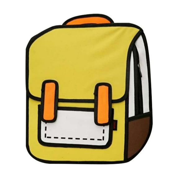 Xfvqtps Backpack 3D Jump Style 2D Drawing From Comic Paper Anime Handheld Multi Functional Lightweight Cloth Bookags Yellow