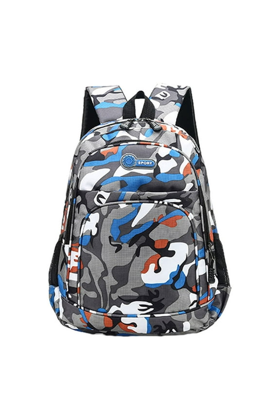 Backpack Small Size Camouflage Multi Compartment Multi Functional Lightweight Waterproof Primary Oxford Cloth Bookags Blue