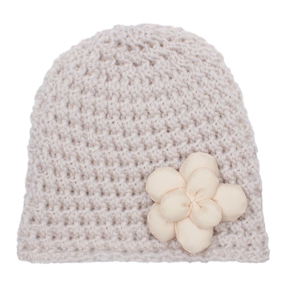 Xfvqtps Child Beanie Knitted Crochet Flower Cute Kawaii Windproof Coldproof Warm Outdoor Fall Winter Skull Cap Beige
