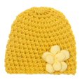 thumbnail image 1 of Xfvqtps Child Beanie Knitted Crochet Flower Cute Kawaii Windproof Coldproof Warm Outdoor Fall Winter Skull Cap Yellow, 1 of 3