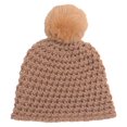 thumbnail image 1 of Xfvqtps Child Beanie Knitted Crochet Plush Pompom Solid Color Cute Kawaii Windproof Coldproof Warm Outdoor Fall Winter Skull Cap Coffee, 1 of 3