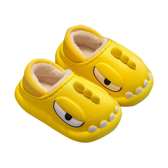 Xfvqtps Child Fuzzy Slippers Dinosaur Slippers Funny Fleece Lining Cover Heel Soft Thick Sole Memory Foam Non-Slip Waterproof Comfortable Cozy Warm Winter House Slippers for 0-12 Years