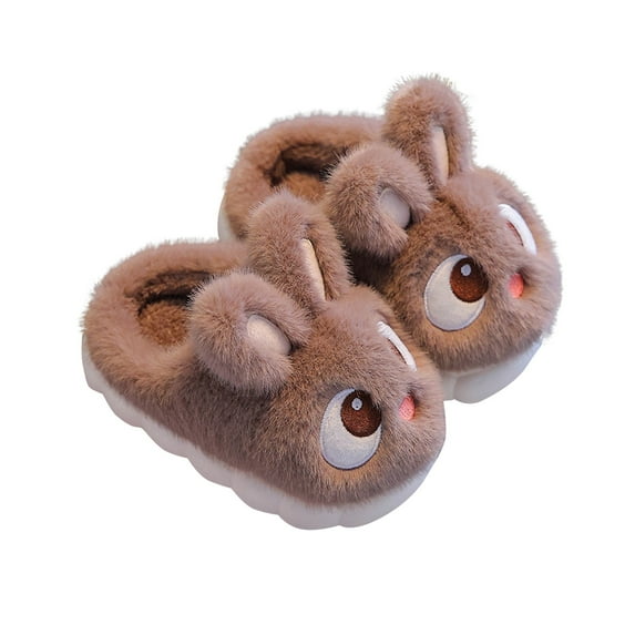 Xfvqtps Child Fuzzy Slippers Rabbit Slippers Fleece Lining Soft Thick Cloud Sole Memory Foam Slip on Non-Slip Comfortable Cozy Warm Winter House Slippers for 0-12 Years